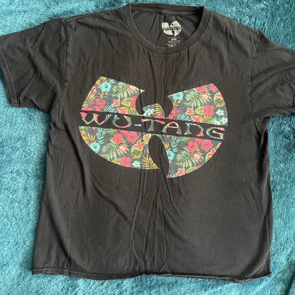 Wu-Tang Black Graphic Tee with Floral Logo - Medium